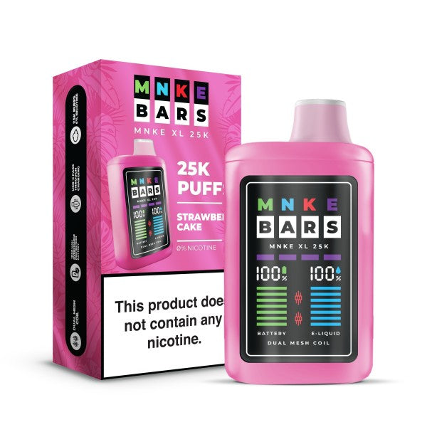 MNKE Bars 25k Puff ZERO Nicotine Vape - Strawberry Cake