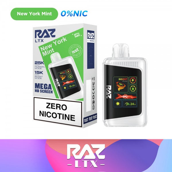 Raz LTX 25k Disposable  ZERO Nicotine - New York Mint