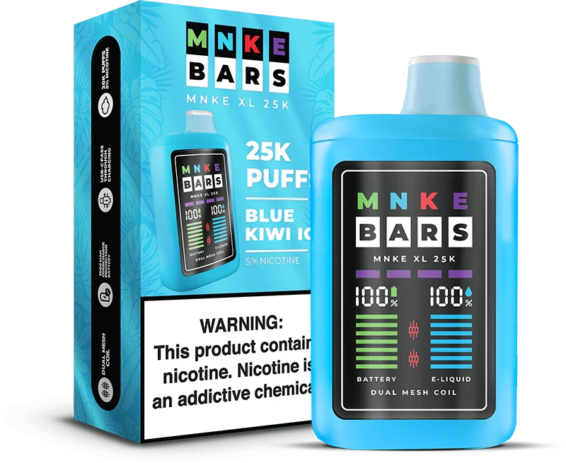 MNKE Bars 25k 5% Disposable Vape - Blue Kiwi Ice