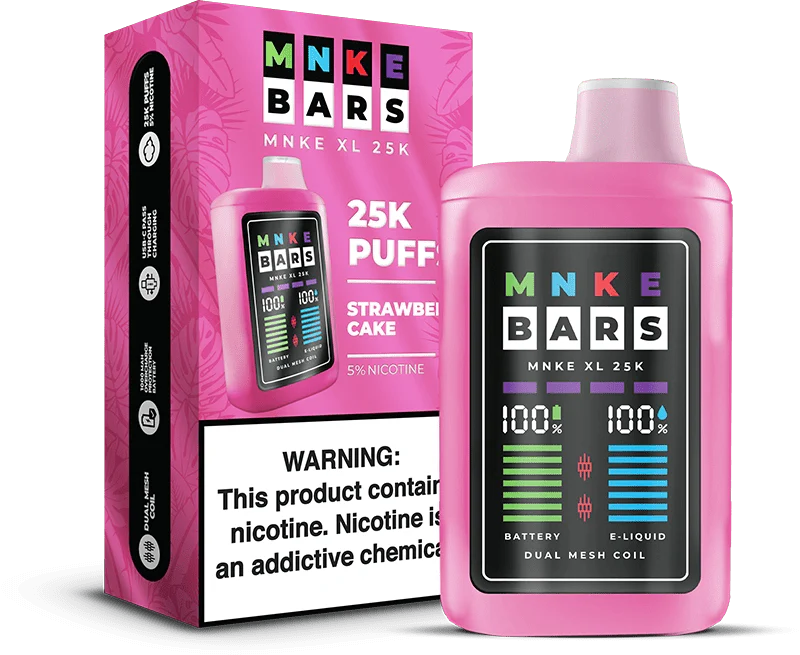 MNKE Bars 25k 5% Disposable Vape - Strawberry Cake