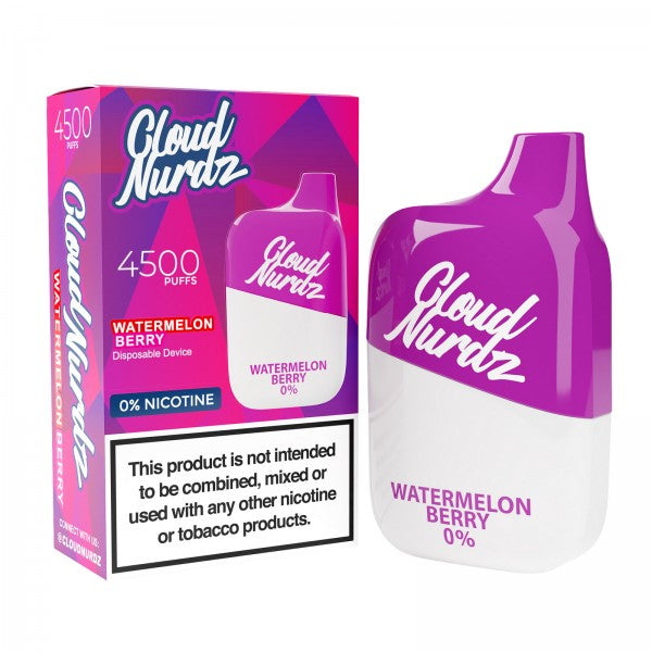 Cloud Nurdz 4500 ZERO Nicotine Disposable - Watermelon Berry